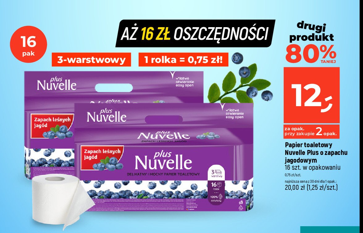 Papier toaletowy o zapachu leśnych jagód Nuvelle plus promocja