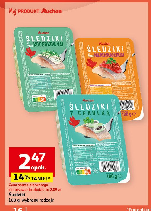 Śledziki w sosie koperkowym Auchan promocja