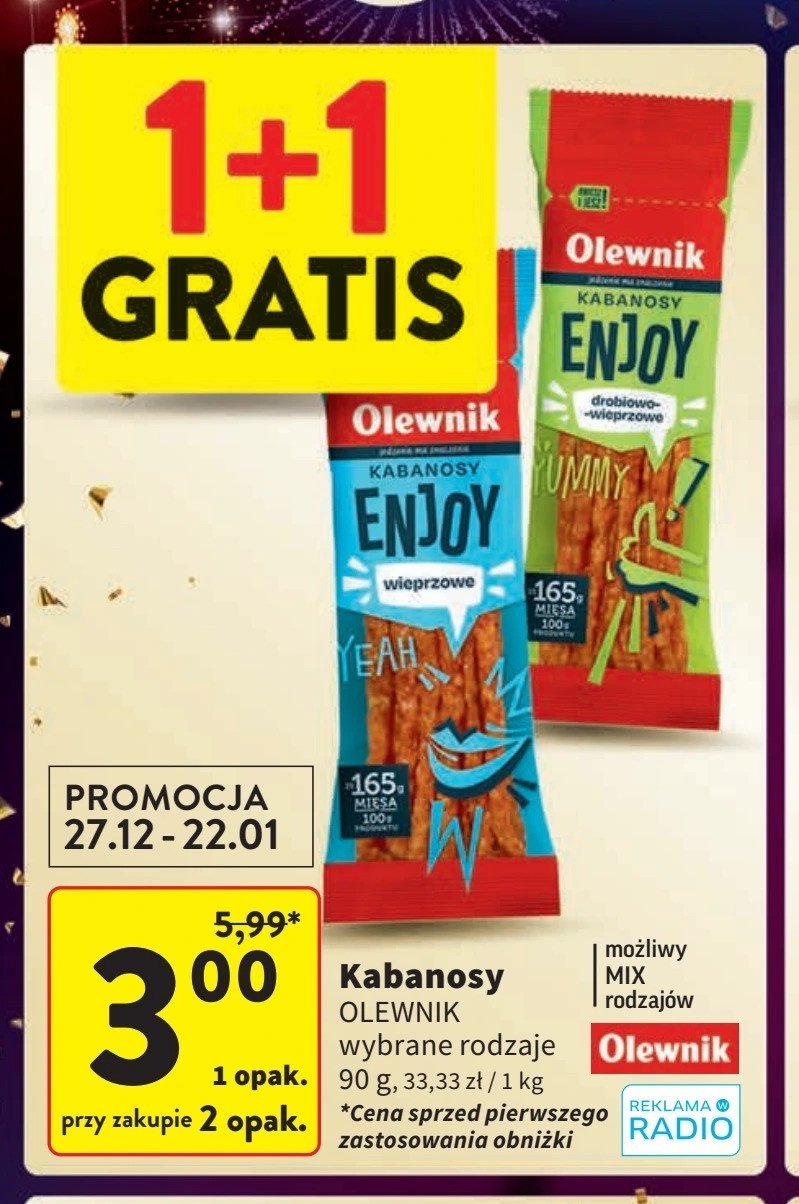 Kabanosy wieprzowe Olewnik enjoy! promocja