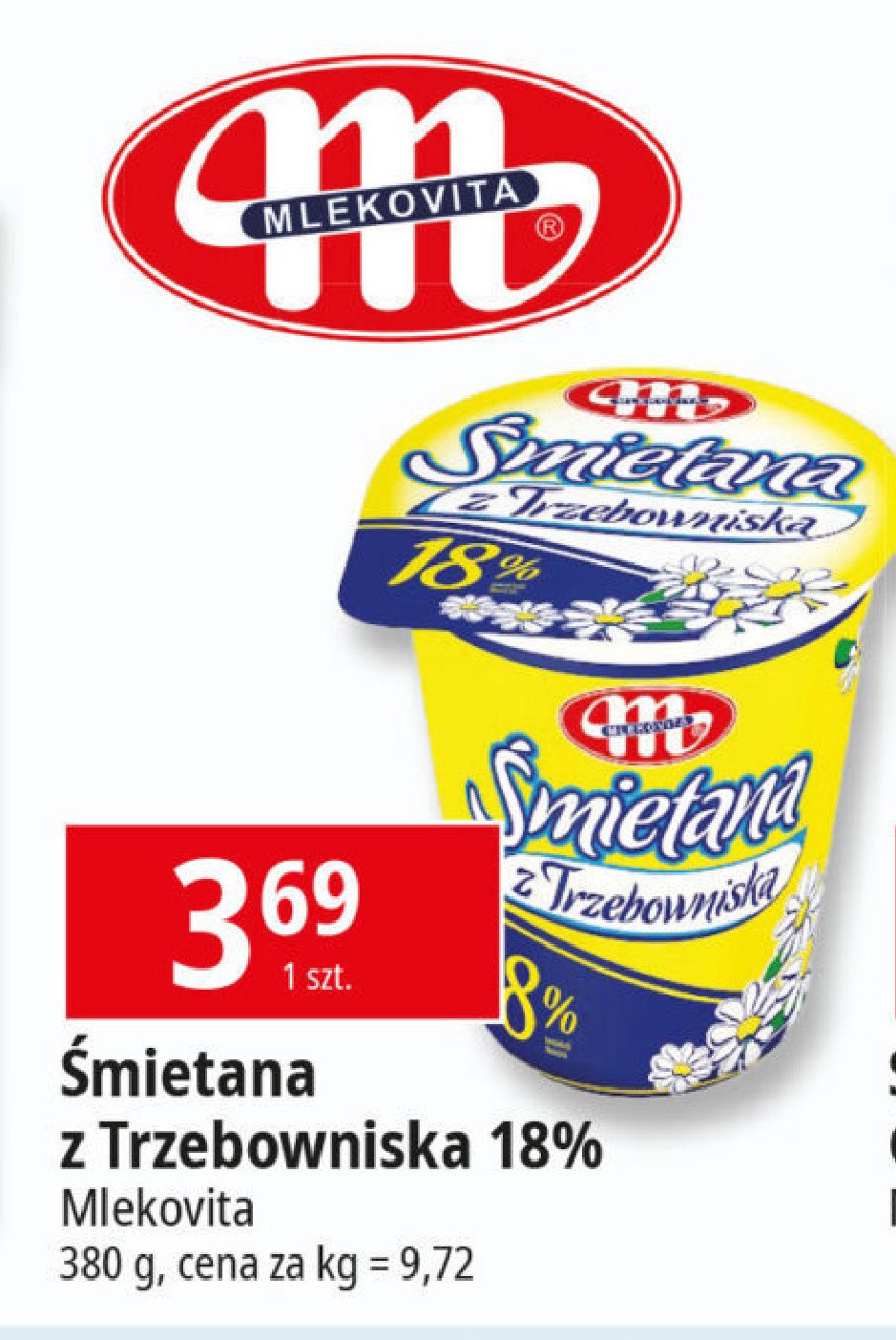 Śmietana 18 % MLEKOVITA Z TRZEBOWNISKA promocja