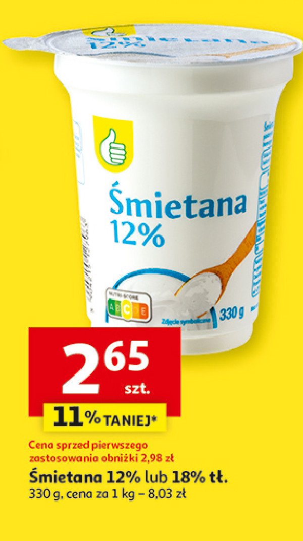 Śmietana 18 % Podniesiony kciuk promocja