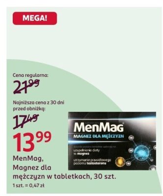 MenMag, Magnez dla mężczyzn w tabletkach, 30 szt. promocja w Rossmann