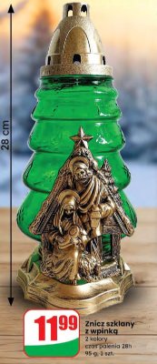 Znicz szklany z wpinką promocja w Dino