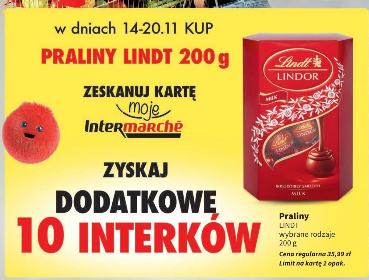 Praliny Lindt lindor promocja w Intermarche