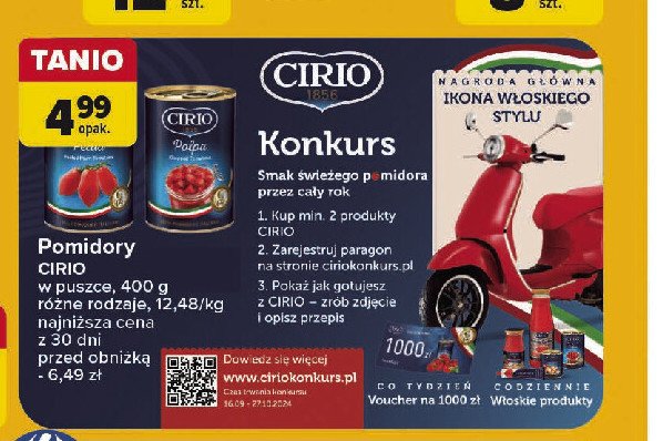 Pomidory bez skóry Cirio promocja