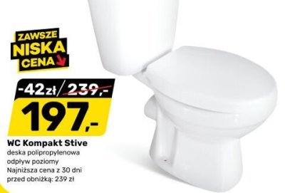 WC Kompakt Stive deska polipropylenowa odpływ poziomy Bricomarche promocja w Bricomarche