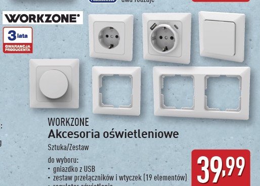 Gniazdko z usb WORKZONE promocja w Aldi