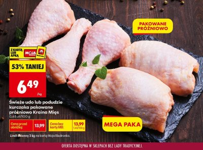 Świeże podudzie kurczaka pakowane próżniowo promocja w Biedronka