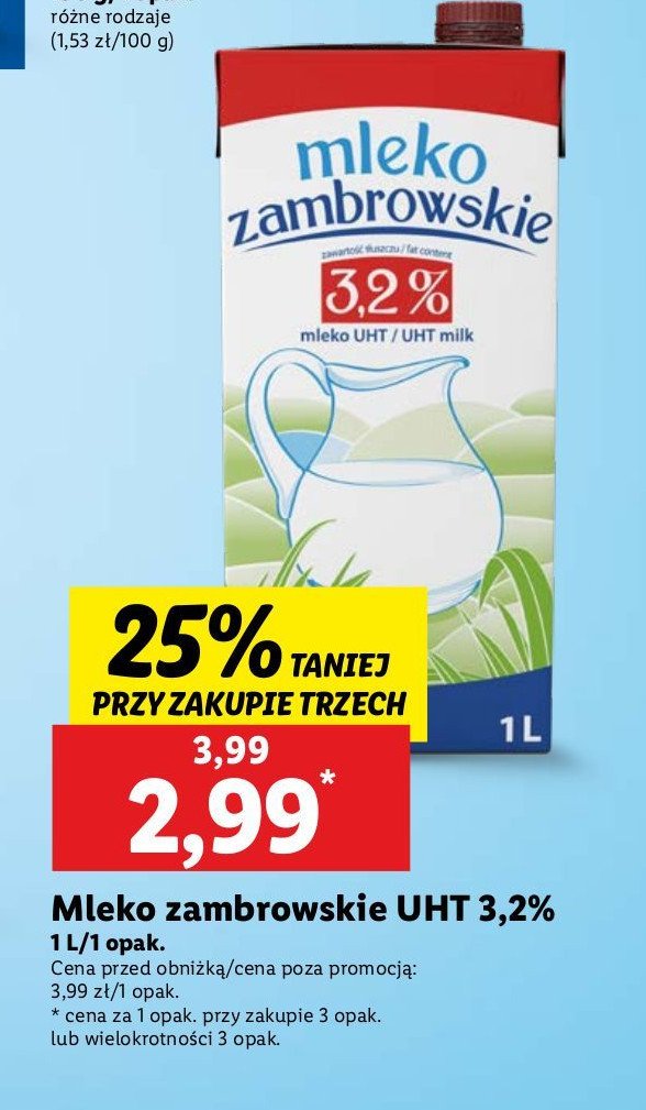 Mleko 3.2% Mlekpol zambrowskie promocja w Lidl