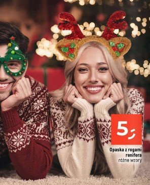 Opaska z rogami renifera różne wzory promocja w Dealz