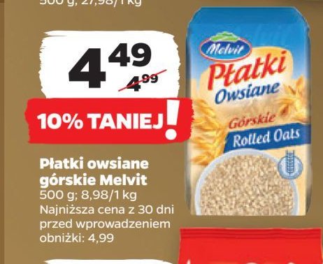 Płatki owsiane górskie Melvit promocja w Netto