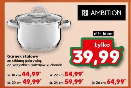 Garnek stalowy 26 cm Ambition promocja