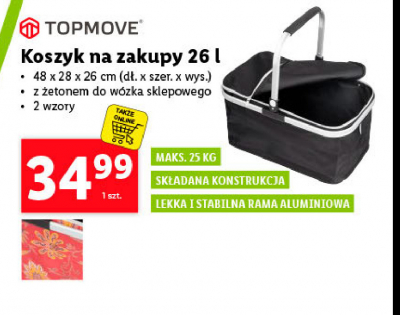 Koszyk na zakupy wym. 48 x 28 x 26 cm Topmove promocja