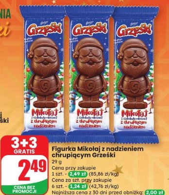 Figurka Mikołaj z nadzieniem chrupiącym Grzeski 3+3 gratis promocja w Dino