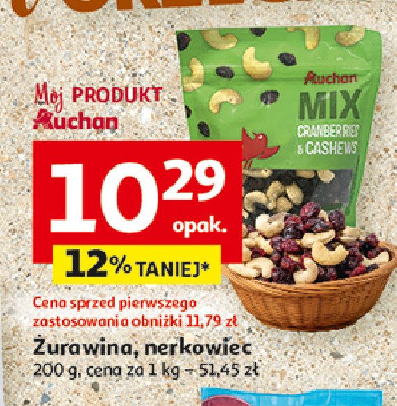 Mieszanka żurawina i nerkowiec Auchan różnorodne (logo czerwone) promocja