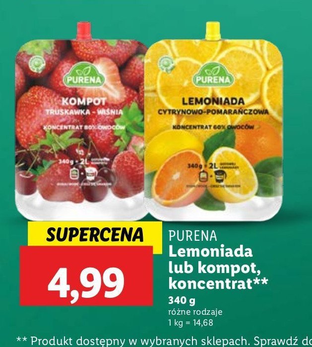 Lemoniada cytrynowo-pomarańczowa Purena promocja w Supeco