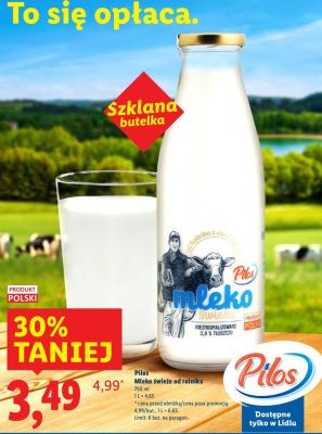 Mleko Pilos Mleko świeże od rolnika 750 ml promocja w Lidl