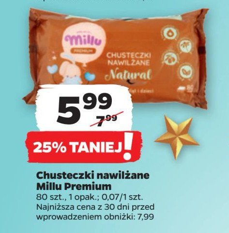 Chusteczki nawilżane natural Millu promocja w Netto