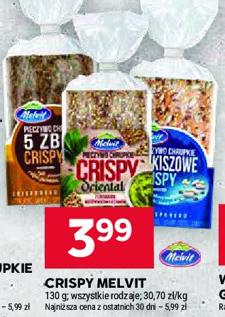 Pieczywo chrupkie pszenne crispy z serem i cebulką Melvit promocja