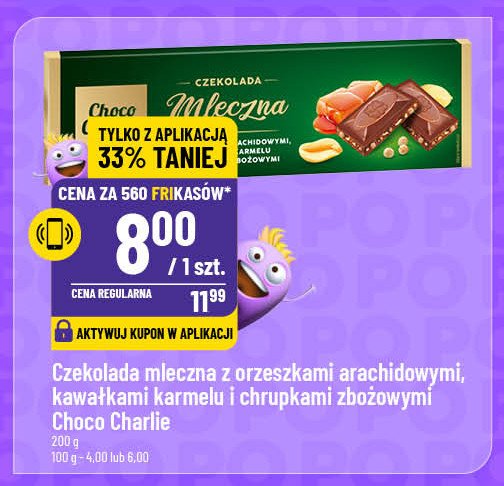 Czekolada mleczna z orzechami arachidowymi i chrupkami Choco charlie promocja