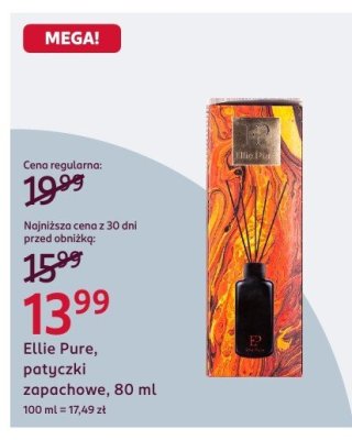 Patyczki zapachowe Ellie Pure, 80 ml promocja w Rossmann