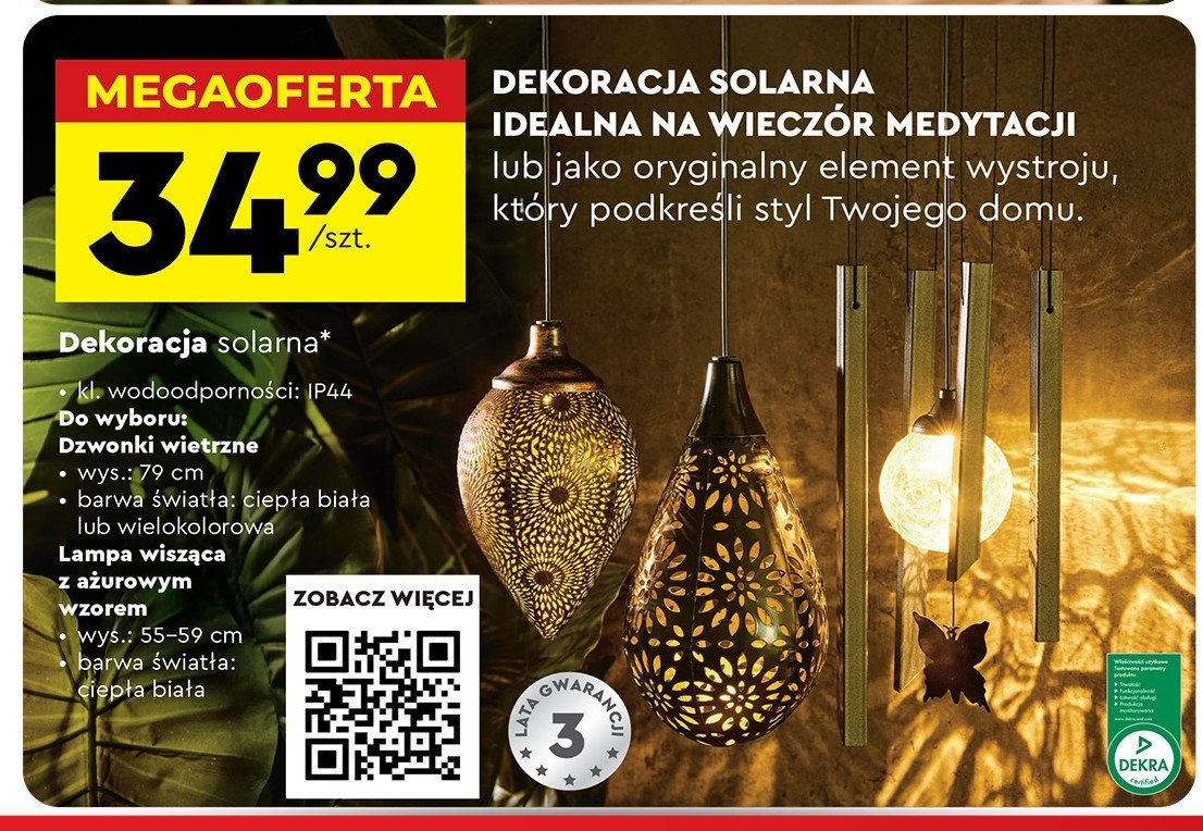 Dzwonki wietrzne solarne 79 cm promocja w Biedronka