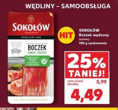 Boczek surowy wędzony Sokołów promocja
