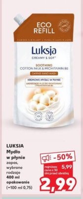 Mydło w płynie cotton milk & provitamin b5 Luksja creamy & soft promocja
