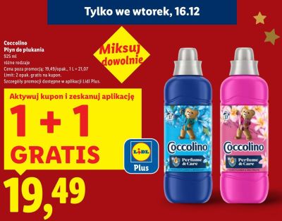 Płyn do płukania Coccolino Perfume & Care 1+1 gratis promocja w Lidl