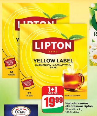 Herbata czarna ekspresowa Yellow Label  promocja w Dino