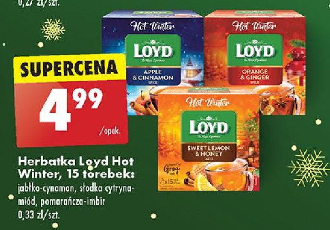 Herbata hot winter sweet lemon & honey Loyd tea the magic experience promocja w Biedronka