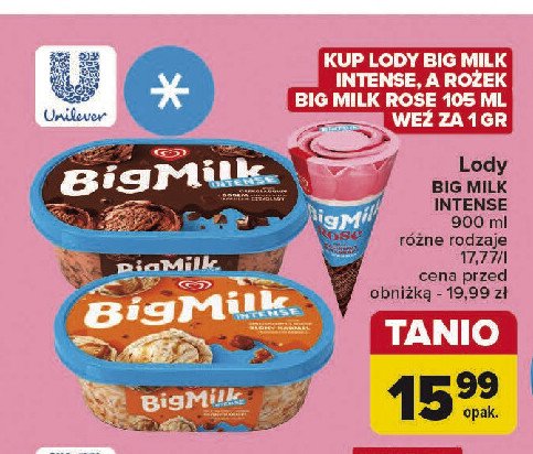 Lody karmel Algida big milk promocja