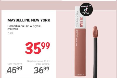 Pomadka do ust MAYBELLINE NEW YORK w płynie, matowa 5ml promocja w Rossmann