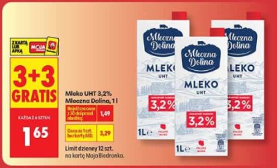 Mleko UHT 3,2%, 1 l promocja w Biedronka