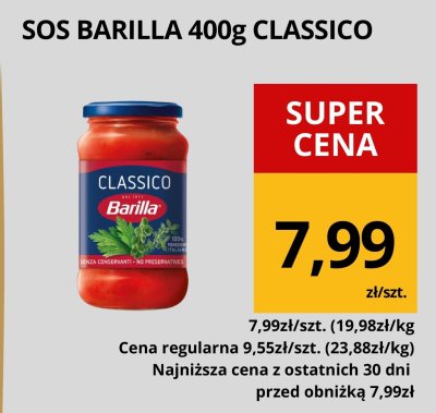 Sos Barilla 400g Classico promocja w Supeco