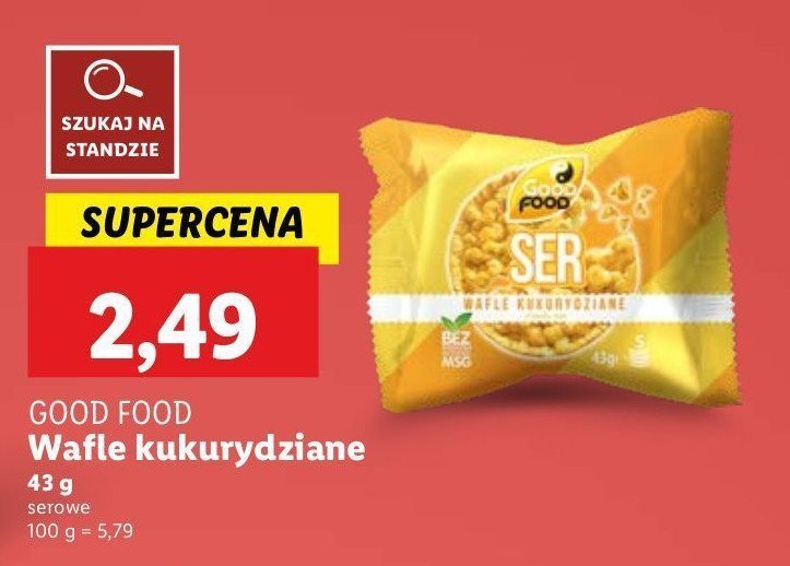 Wafle średnie kukurydziane o smaku sera Good food promocja
