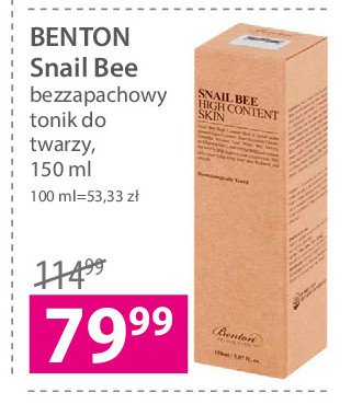 Tonik high content skin Benton snail bee Benton cosmetics promocja