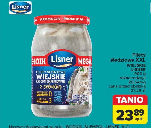 Filety śledziowe wiejskie w oleju z cebulką Lisner promocja