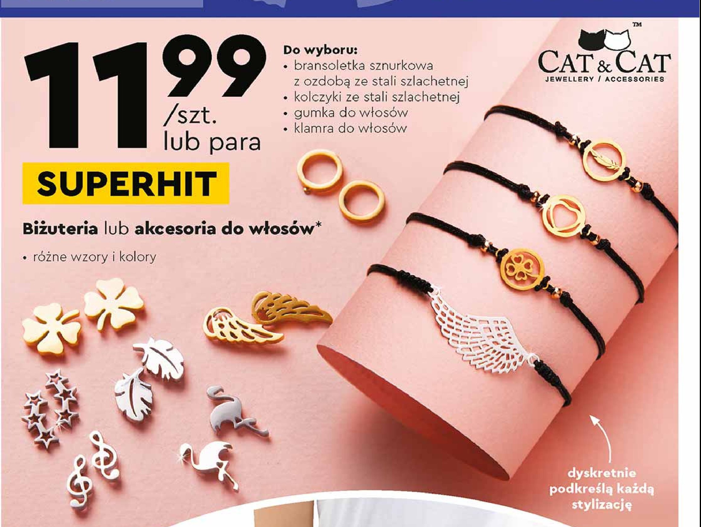 Bransoletka sznurkowa z ozdob膮 stal szlachetna Cat&cat promocja