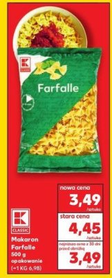 Makaron farfalle K-classic promocja