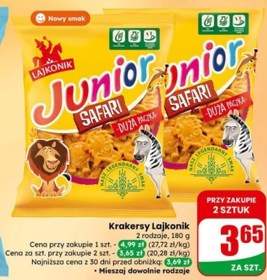 Krakersy Lajkonik Junior Safari duża paczka promocja w Dino