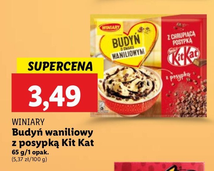 Budyń waniliowy z chrupiącą posypką kitkat Winiary budyń promocja