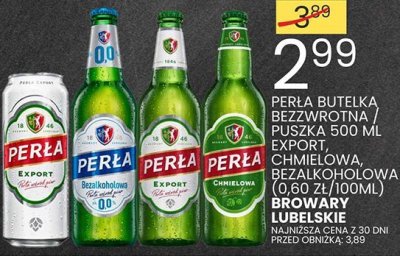 Piwo Perła Export, Chmielowa, Miodowa, Mocna butelka zwrotna promocja w Wafelek