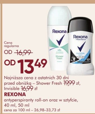 Dezodorant REXONA antyperspiranty roll-on oraz w sztyfcie promocja w Super-Pharm