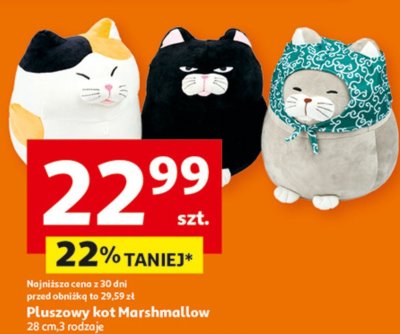 Pluszowy kot Marshmallow 28 cm różne rodzaje promocja w Auchan