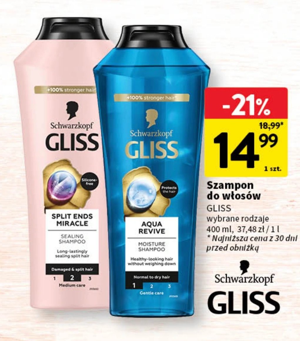 Szampon do włosów GLISS KUR AQUA REVIVE promocja w Intermarche