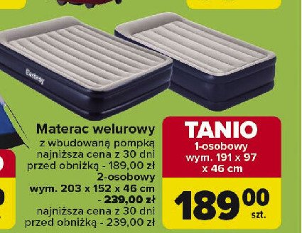 Materac welurowy 2 osobowy Bestway promocja