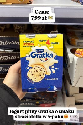 Jogurt pitny Gratka stracciatella promocja w Dino