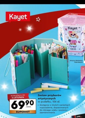 Zestaw przyborów artystycznych w pudełku, 106 el. promocja w Biedronka