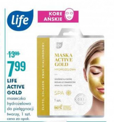 Maska active gold hydrożelowa Life (super-pharm) promocja